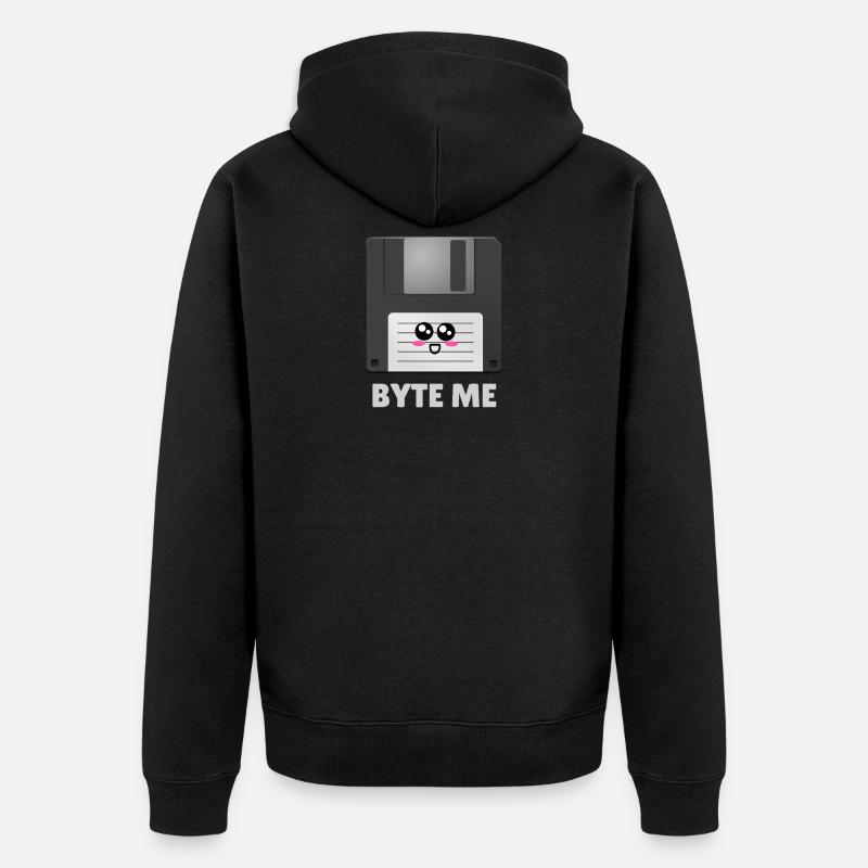 Byte Me Cute Diskette Pun - Unisex Premium Bio Zip Hoodie - Schwarz