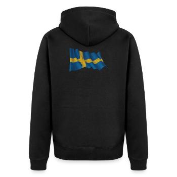 Sweden Sverige - Unisex Premium Bio Zip Hoodie - Schwarz - Hinten - Nico (187cm)