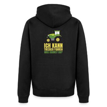 Ich kann Trecker fahren Traktor Landwirt Geschenk - Unisex Premium Bio Zip Hoodie - Schwarz - Hinten - Nico (187cm)