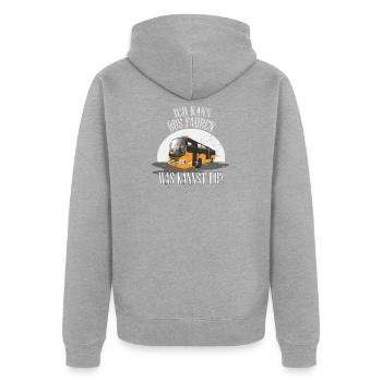 Ich kann Bus fahren Omnibus Busfahrer Geschenk - Unisex Premium Bio Zip Hoodie - Grau meliert - Hinten - Nico (187cm)
