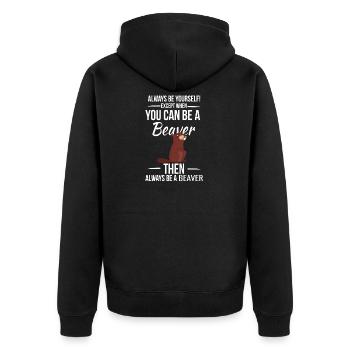Biber - Unisex Premium Bio Zip Hoodie - Schwarz - Hinten - Nico (187cm)