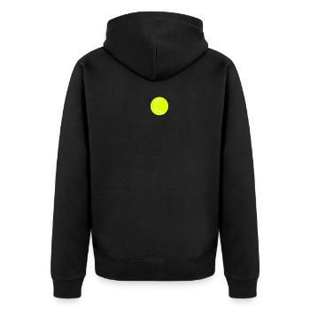 Tennisball - Unisex Premium Bio Zip Hoodie - Schwarz - Hinten - Nico (187cm)