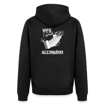 Akkordeon - Akkordeonist - Ziehharmonika - Noten - Unisex Premium Bio Zip Hoodie - Schwarz - Hinten - Nico (187cm)