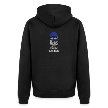 Keep Calm And Swim Faster | Geschenk für Schwimmer - Unisex Premium Bio Zip Hoodie - Schwarz - Hinten - Nico (187cm)