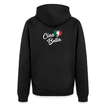 Italian Heart Ciao Bella Script Cute Italia - Unisex Premium Organic Zip Hoodie - black - Back - Nico (187cm)