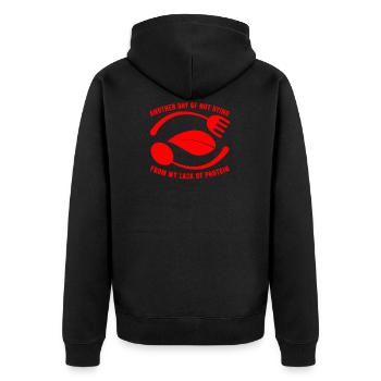 VEGAN shirt · Vegan logo · Gift - Unisex Premium Organic Zip Hoodie - black - Back - Nico (187cm)