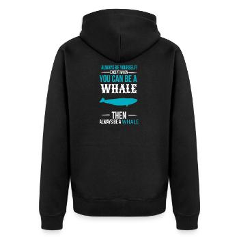 Wal - Unisex Premium Bio Zip Hoodie - Schwarz - Hinten - Nico (187cm)
