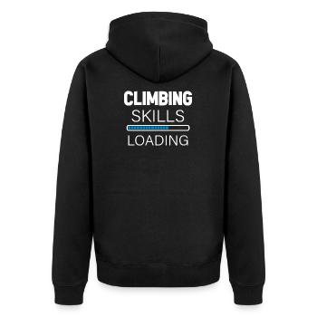 Bergsteigen Klettern - Unisex Premium Bio Zip Hoodie - Schwarz - Hinten - Nico (187cm)