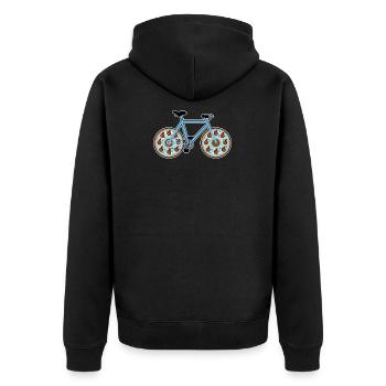 Donut Bike Donut Fahrrad - cooles Design - Unisex Premium Bio Zip Hoodie - Schwarz - Hinten - Nico (187cm)