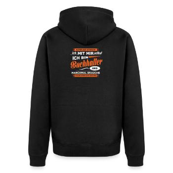 Buchhalter ,Lustig, Geschenk, Beruf, Job, Spruch - Unisex Premium Bio Zip Hoodie - Schwarz - Hinten - Nico (187cm)