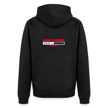 Sarkastischer Kommentar Lädt Bitte Warten Lustig - Unisex Premium Bio Zip Hoodie - Schwarz - Hinten - Nico (187cm)