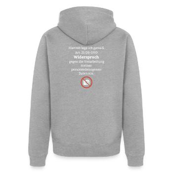 Datenschutz Lustiger Spruch DSGVO Event Foto Jura - Unisex Premium Bio Zip Hoodie - Grau meliert - Hinten - Nico (187cm)