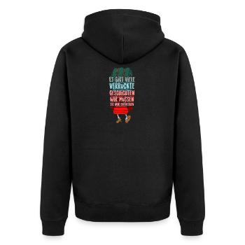 Weltreise T-Shirt Überraschung Männer Frauen Kids - Unisex Premium Bio Zip Hoodie - Schwarz - Hinten - Nico (187cm)