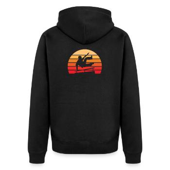 Parkour Design for Urban Gymnasts - Unisex Premium Organic Zip Hoodie - black - Back - Nico (187cm)