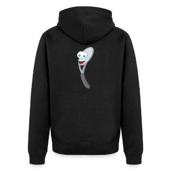 Tennis racket cartoon face funny gift - Unisex Premium Organic Zip Hoodie - black - Back - Nico (187cm)