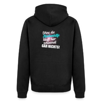 Küchenhilfe Beikoch Gastro Küche Geschenk Idee - Unisex Premium Bio Zip Hoodie - Schwarz - Hinten - Nico (187cm)