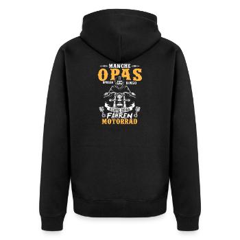 Manche Opas Spielen Bingo Echte Fahren Motorrad - Unisex Premium Bio Zip Hoodie - Schwarz - Hinten - Nico (187cm)