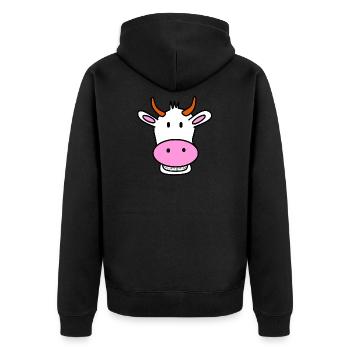 laughing cow - Unisex Premium Organic Zip Hoodie - black - Back - Nico (187cm)