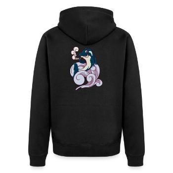 Lustiger Vaping Kiffer Orca Wal Raucher Joint - Unisex Premium Bio Zip Hoodie - Schwarz - Hinten - Nico (187cm)