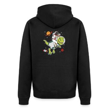 Astronaut Space Dinosaur T Rex Gift - Unisex Premium Organic Zip Hoodie - black - Back - Nico (187cm)