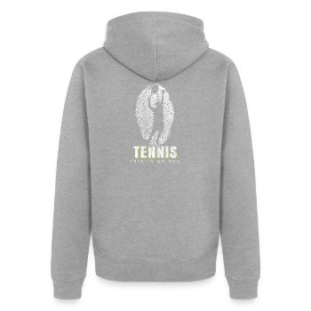 Joueur de tennis DNA - Veste à capuche bio Premium Unisexe - gris chiné - Dos - Nico (187cm)