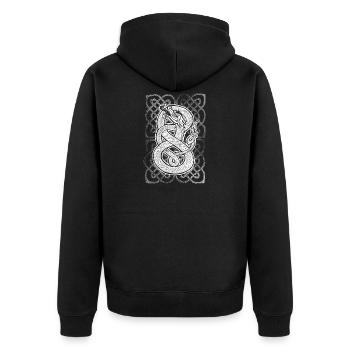 Celtic Medieval Dragon Snake Gift - Unisex Premium Organic Zip Hoodie - black - Back - Nico (187cm)
