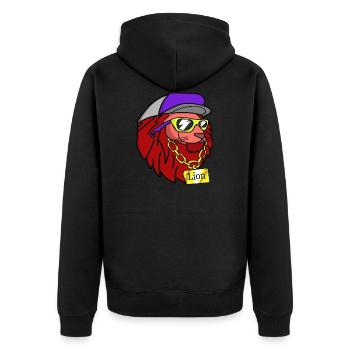 Cool Colorful Lion With Sunglasses - Unisex Premium Organic Zip Hoodie - black - Back - Nico (187cm)