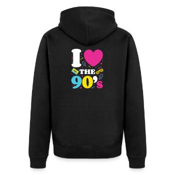 Liebe die 90er Jahre; Retro TShirt 1990er Jahre 90er Jahre Party - Unisex Premium Bio Zip Hoodie - Schwarz - Hinten - Nico (187cm)