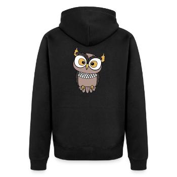 Eule - Unisex Premium Bio Zip Hoodie - Schwarz - Hinten - Nico (187cm)