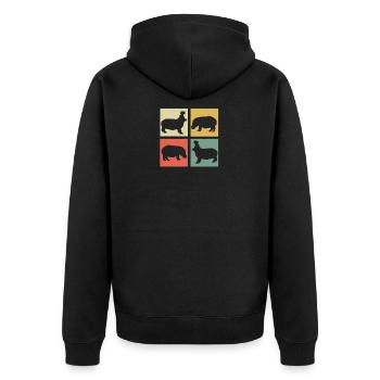 hippo - Unisex Premium Organic Zip Hoodie - black - Back - Nico (187cm)