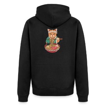 Ramen kawaii maneki noodles - Unisex Premium Organic Zip Hoodie - black - Back - Nico (187cm)
