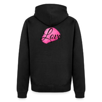 Love Shirt · LOVE · Gift - Unisex Premium Organic Zip Hoodie - black - Back - Nico (187cm)
