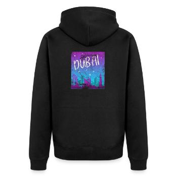 Dubai Tourismus Sonnenuntergang Stadt Geschenk - Unisex Premium Bio Zip Hoodie - Schwarz - Hinten - Nico (187cm)