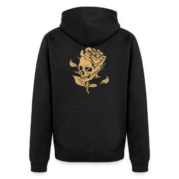 Skull 'n Rose - Unisex Premium Bio Zip Hoodie - Schwarz - Hinten - Nico (187cm)