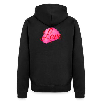 Love Shirt · LOVE · Gift - Unisex Premium Organic Zip Hoodie - black - Back - Nico (187cm)