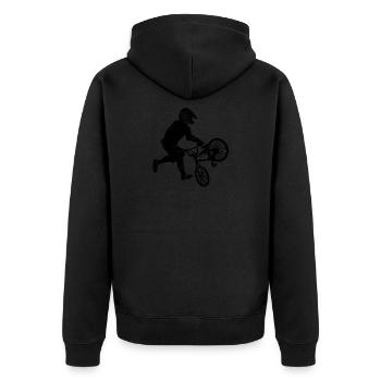 BMX - Unisex Premium Bio Zip Hoodie - Schwarz - Hinten - Nico (187cm)