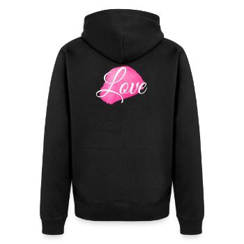 Love Shirt · LOVE · Gift - Unisex Premium Organic Zip Hoodie - black - Back - Nico (187cm)
