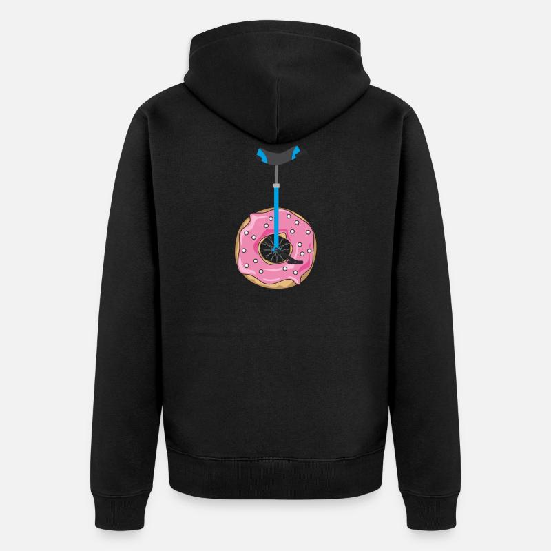 Donut Einrad - Unisex Premium Bio Zip Hoodie - Schwarz