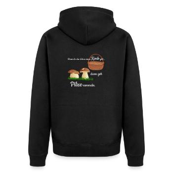 Pilz Pilze Pilzsammler Steinpilz suchen Geschenk - Unisex Premium Bio Zip Hoodie - Schwarz - Hinten - Nico (187cm)