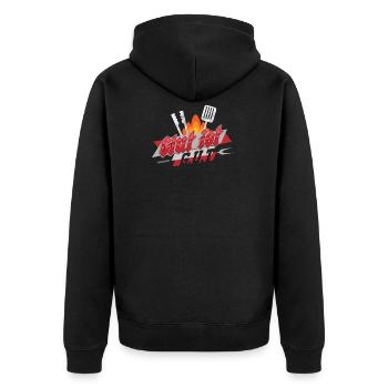 Grillmeister Glut ist gut - Unisex Premium Bio Zip Hoodie - Schwarz - Hinten - Nico (187cm)