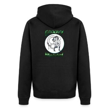 Groovy Wunderland - Unisex Premium Bio Zip Hoodie - Schwarz - Hinten - Nico (187cm)