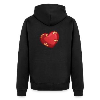 Herz mit Pflaster - Unisex Premium Bio Zip Hoodie - Schwarz - Hinten - Nico (187cm)