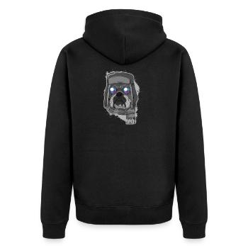 Bouledogue avec bonnet et lunettes - Veste à capuche bio Premium Unisexe - noir - Dos - Nico (187cm)