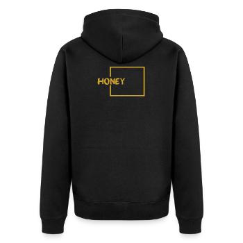 HONEY - Unisex Premium Organic Zip Hoodie - black - Back - Nico (187cm)