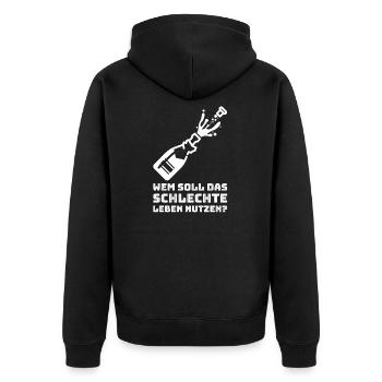 WHO SHOULD BENEFIT FROM BAD LIFE? - Unisex Premium Organic Zip Hoodie - black - Back - Nico (187cm)