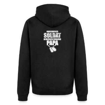 Soldat Papa Bundeswehr Berufssoldat Vater Geschenk - Unisex Premium Bio Zip Hoodie - Schwarz - Hinten - Nico (187cm)