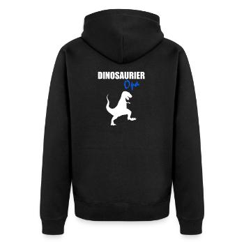 Dinosaurier Opa Geschenkidee - Unisex Premium Bio Zip Hoodie - Schwarz - Hinten - Nico (187cm)