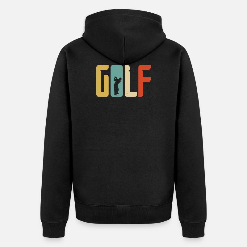 Golf Geschenk Retro Abschlag - Unisex Premium Bio Zip Hoodie - Schwarz
