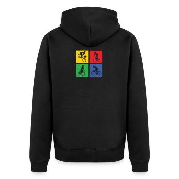 Cycle - Unisex Premium Organic Zip Hoodie - black - Back - Nico (187cm)