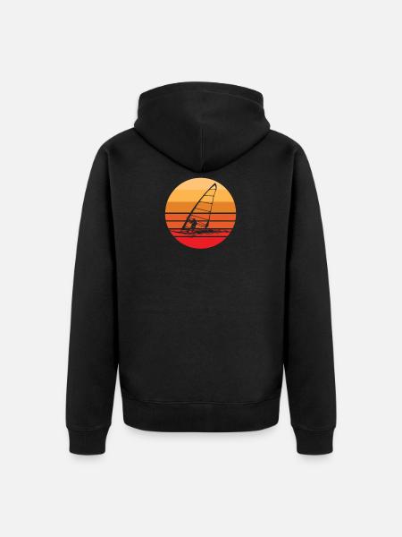 Windsurfing Retro Sunset - Unisex Premium Organic Zip Hoodie - black